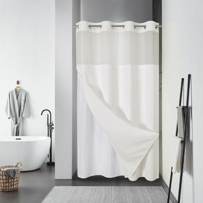 No Hook Extra Long Waffle Shower Curtain with Snap-in Liner,71x98,SageGreen