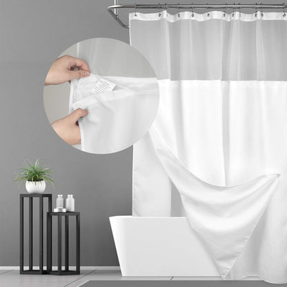 N&Y HOME Waffle Weave Shower Curtain with Snap-in Liner Set White, 71x72