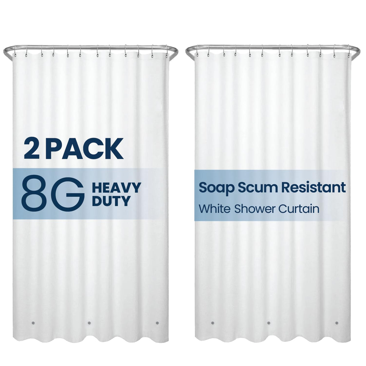LiBa Shower Curtain PEVA 8G, 72x72 Inch Waterproof White