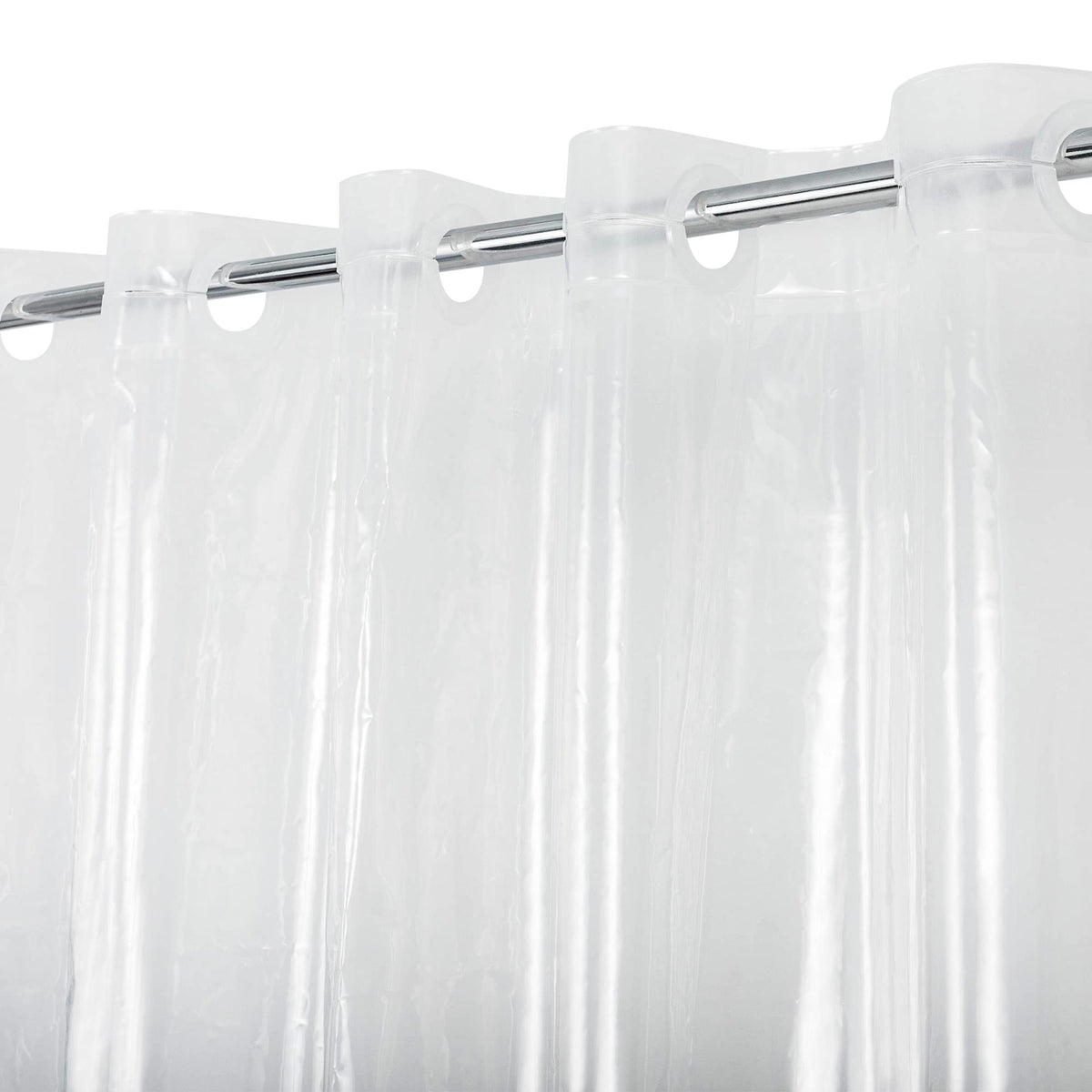 No Hook Shower Curtain or Liner, Standard Size 71 x 74, Pebble