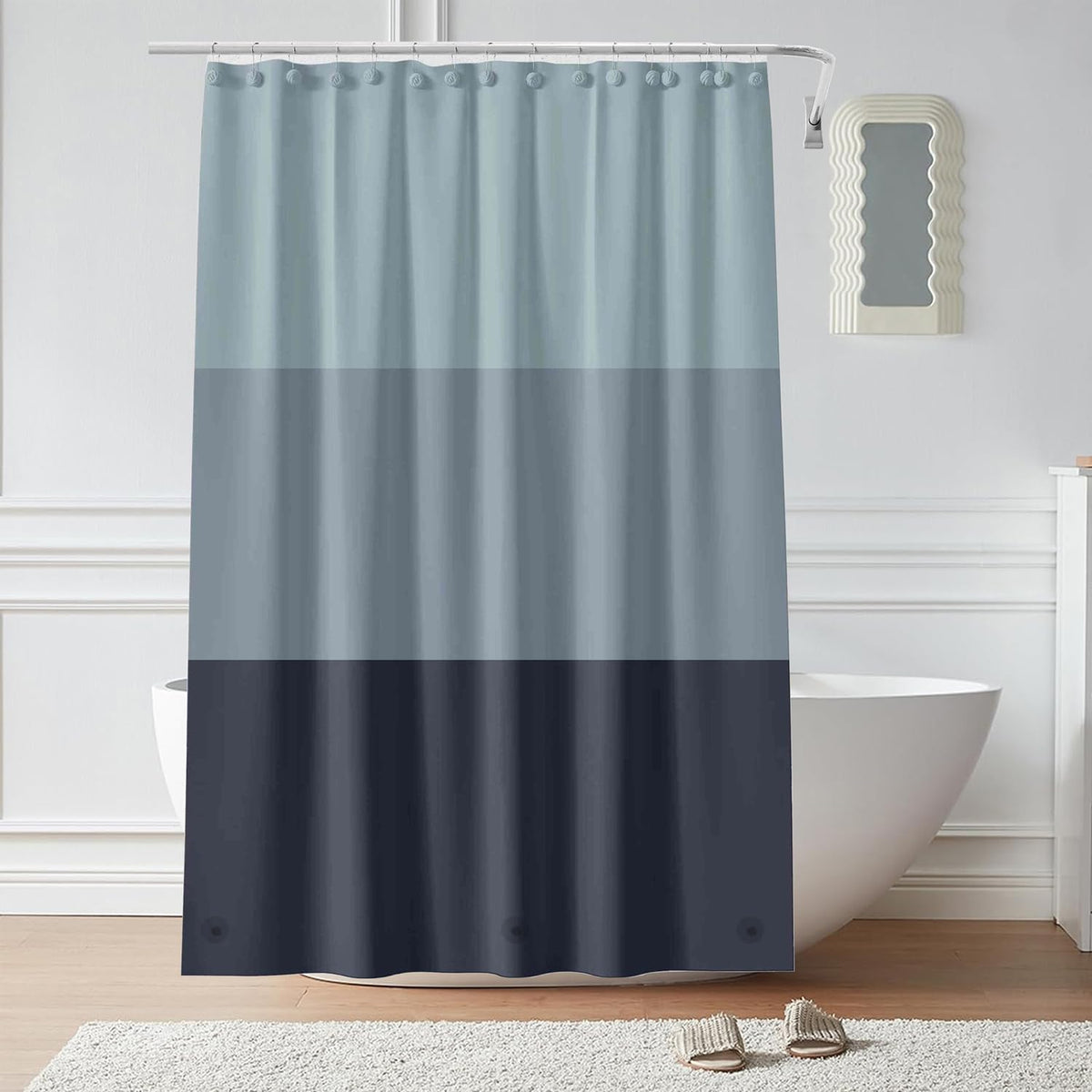 TIKABC Black Shower Curtain Liner, 4G PEVA Shower Liner, Plastic Waterproof Shower Curtains, 72x72 inch with Grommet Holes 3 Magnetic Weights(Black)
