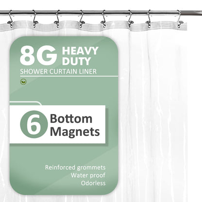 Barossa Design Oeko-tex Certified Shower Curtain Liner Standard Size, Clear