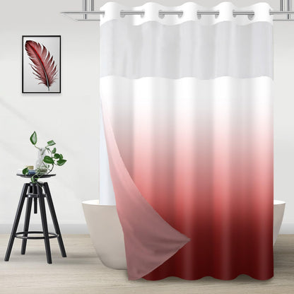 No Hook Shower Curtain and Liner Set, Ombre Black and White, 71x74