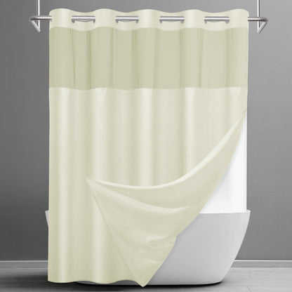 SORTTO Ringless Waffle Shower Curtain with Snap in Liner Set, 71x74, Grey