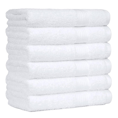 Amazon Basics 6-Piece Oversized Highly Absorbent Fade-Resistant Towel Set, 100% Cotton Towels for Bathroom, Soft, 2 Bath Towels, 2 Hand Towels, 2 Washcloths, White