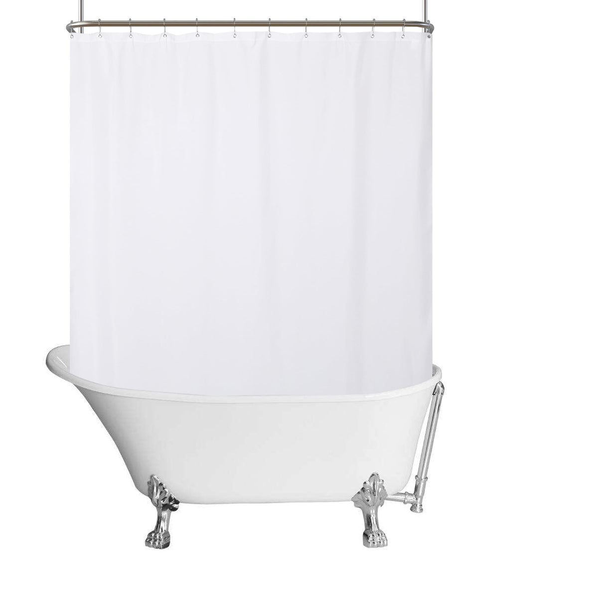 N&Y HOME Fabric Shower Curtain Liner with Magnets Standard Size, White