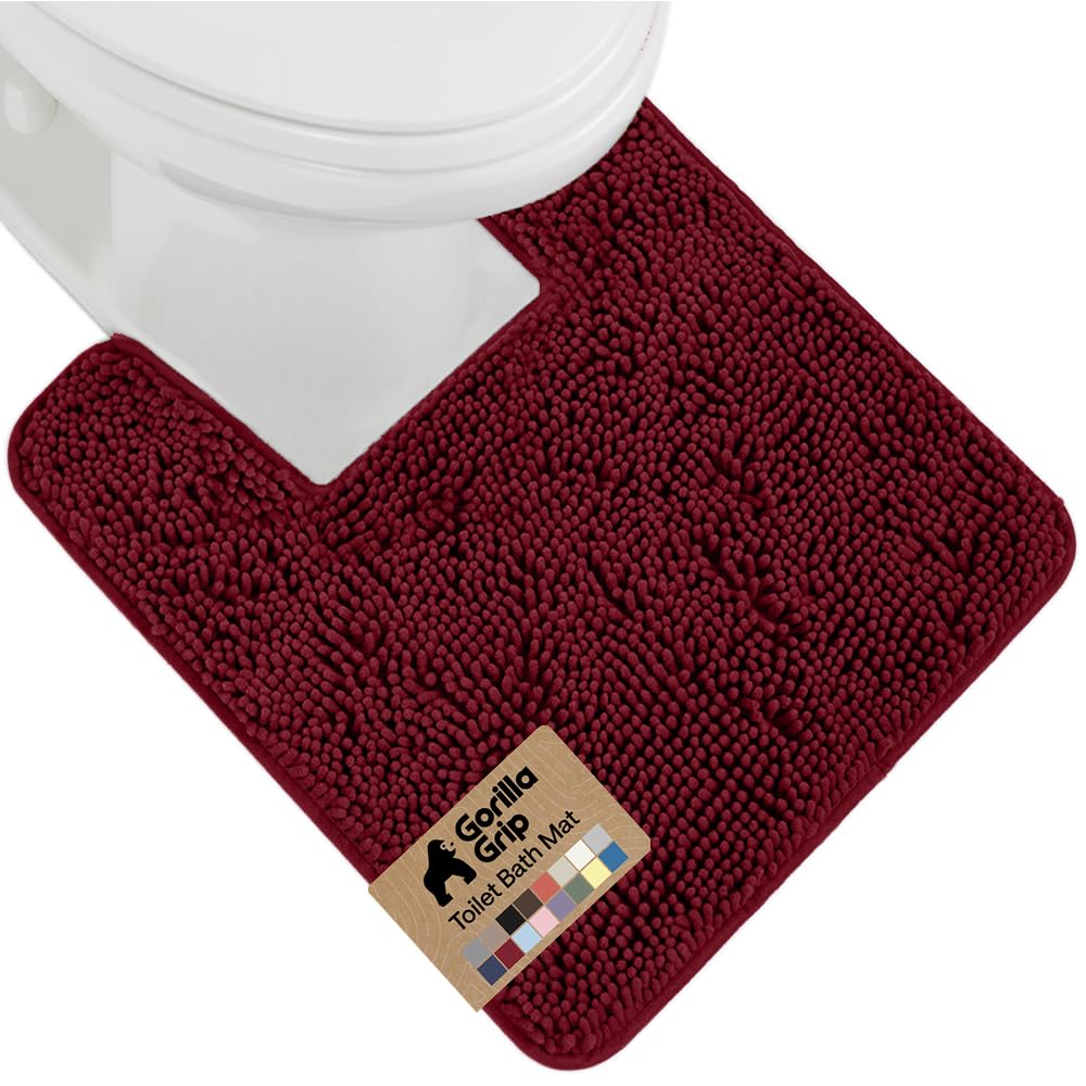 GORILLA GRIP Bath Rug Mat for Bathroom, Absorbent Chenille, 24x17 Gray