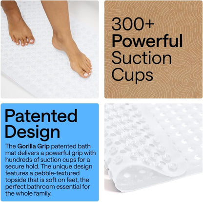 GORILLA GRIP Bath Tub Shower Mat, Bathtub Floor Liner, 35x16 White