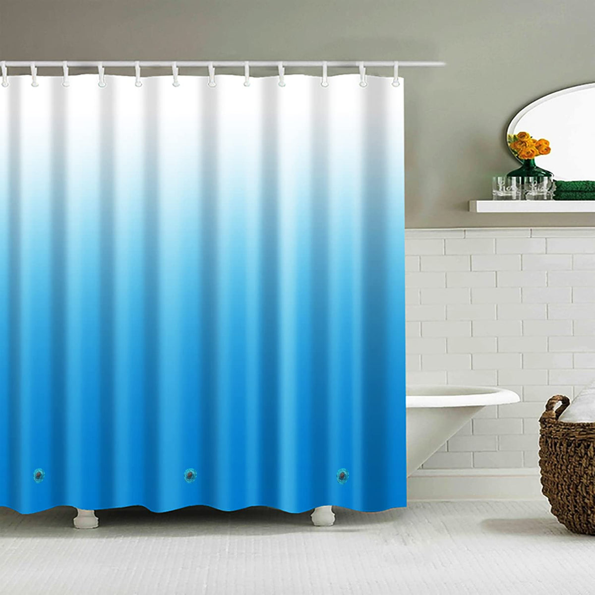 TIKABC Black Shower Curtain Liner, 4G PEVA Shower Liner, Plastic Waterproof Shower Curtains, 72x72 inch with Grommet Holes 3 Magnetic Weights(Black)