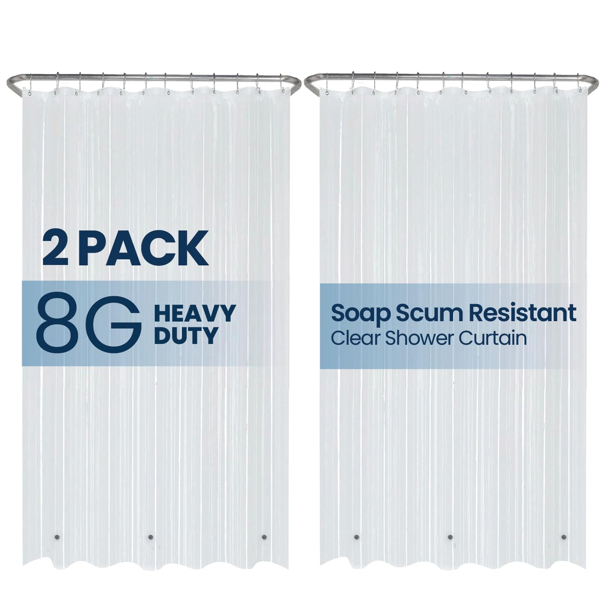 LiBa Shower Curtain PEVA 8G, 72x72 Inch Waterproof White