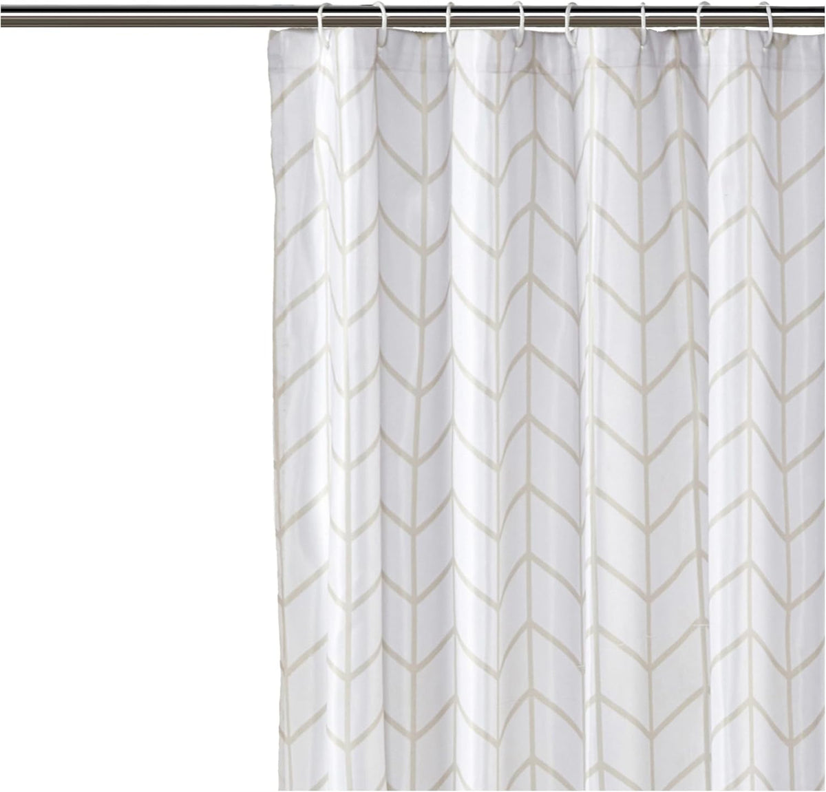 Amazon Basics Bathroom Shower Curtain, Water Resistant Fabric with Weighted Hem, Rust Resistant Grommets & Hooks, Machine Washable, 72"x72", Natural Herringbone