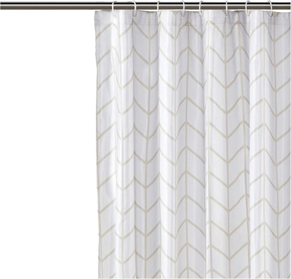 Amazon Basics Bathroom Shower Curtain, Water Resistant Fabric with Weighted Hem, Rust Resistant Grommets & Hooks, Machine Washable, 72"x72", Natural Herringbone