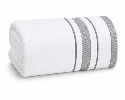 Bath Towels Set for Bathroom – Luxury 6-Piece Cotton Towels, Soft Absorbent & Quick Dry, 600 GSM Bath Towels for Bathroom, Hotel Spa Quality (White/Charcoal, 6- Bath Towel Set)