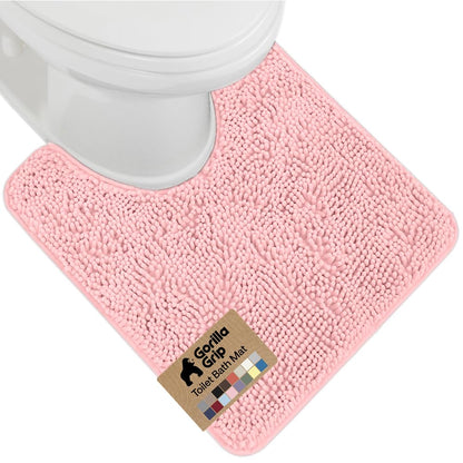 GORILLA GRIP Bath Rug Mat for Bathroom, Absorbent Chenille, 24x17 Gray