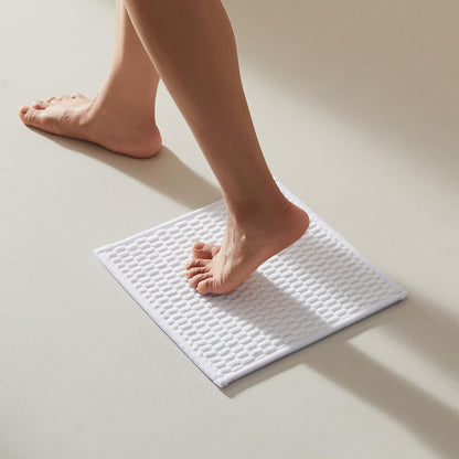 TYUU Bathroom Rugs Non Slip Washable, Super Absorbent Thin Bath Mat Small Quick Dry Low Pile Bathroom Rug, White 16"x24" / 1'4" x 2'