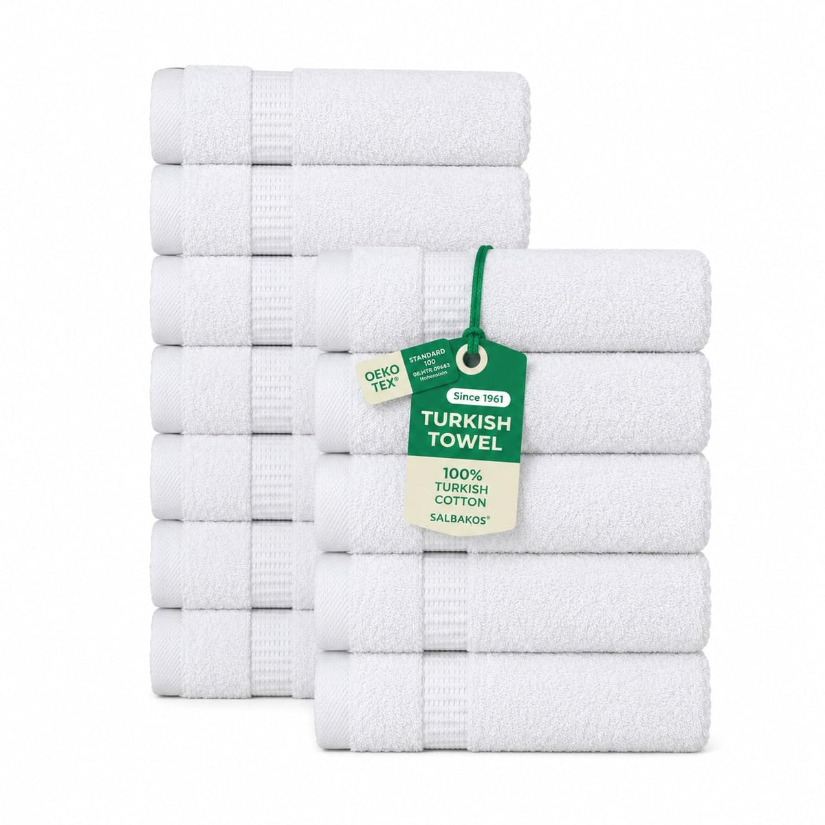 SALBAKOS 4-Piece 100% Turkish Cotton Bath Towels, 27x54 inch, White