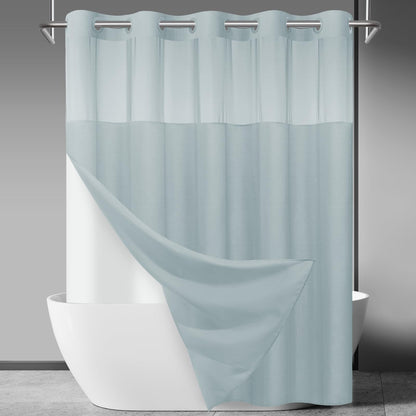 SORTTO Ringless Slub Shower Curtain with Snap in Liner, 71x74, Black