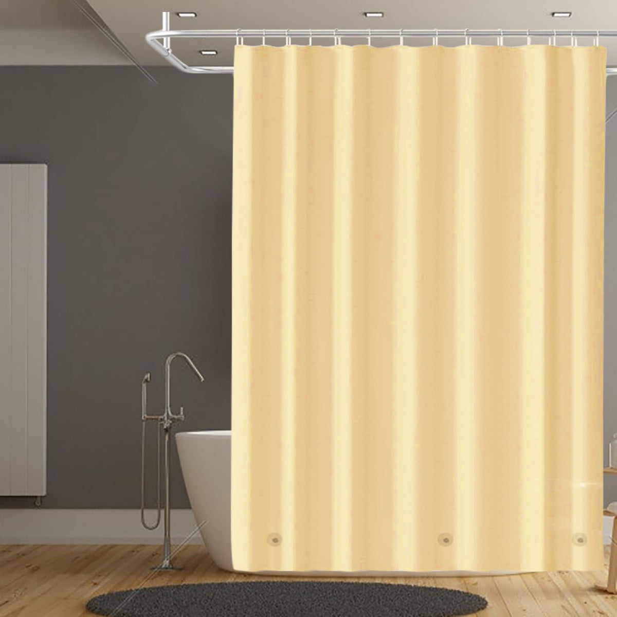TIKABC Black Shower Curtain Liner, 4G PEVA Shower Liner, Plastic Waterproof Shower Curtains, 72x72 inch with Grommet Holes 3 Magnetic Weights(Black)