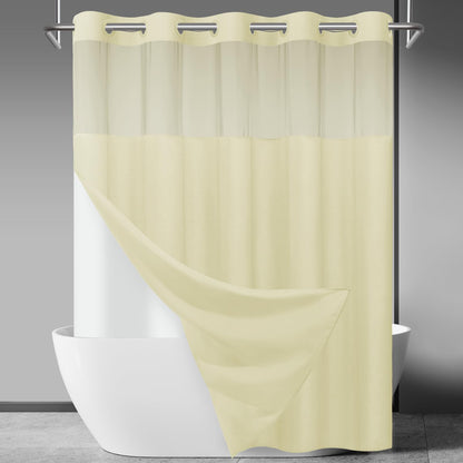 SORTTO Ringless Slub Shower Curtain with Snap in Liner, 71x74, Black