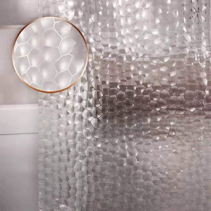 Bostofy Waterproof Shower Curtain Liner 8G EVA Thick Shower Curtain with Heavy Duty 3 Bottom Magnets, Shower Liner for Shower Stall, Bathtubs, 3D Pebble Pattern, 72 x 72,12 Hooks