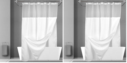 N&Y HOME Waffle Weave Shower Curtain with Snap-in Liner Set White, 71x72