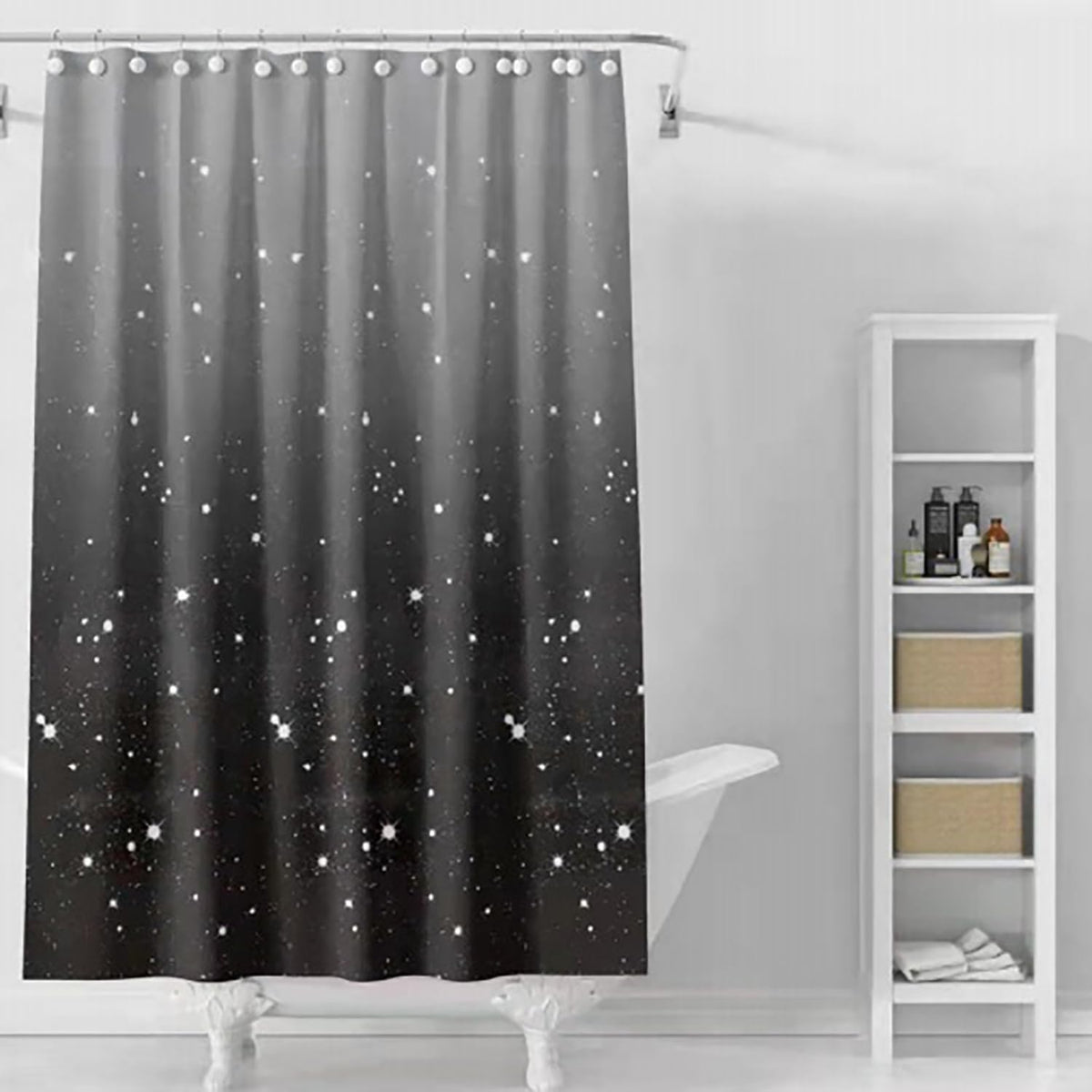 TIKABC Black Shower Curtain Liner, 4G PEVA Shower Liner, Plastic Waterproof Shower Curtains, 72x72 inch with Grommet Holes 3 Magnetic Weights(Black)