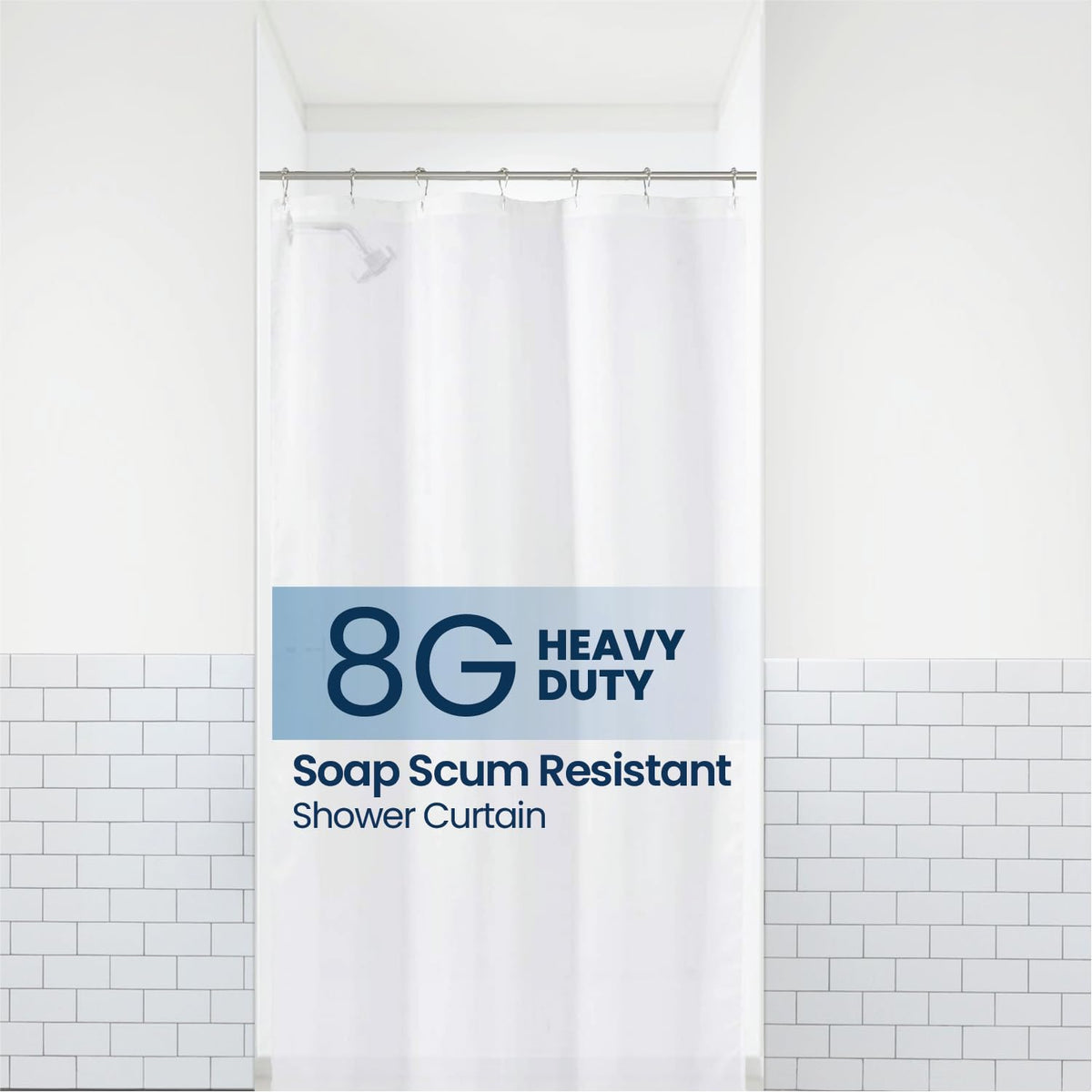 LiBa Shower Curtain PEVA 8G, 72x72 Inch Waterproof White