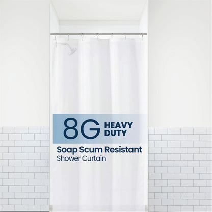 LiBa Shower Curtain PEVA 8G, 72x72 Inch Waterproof White