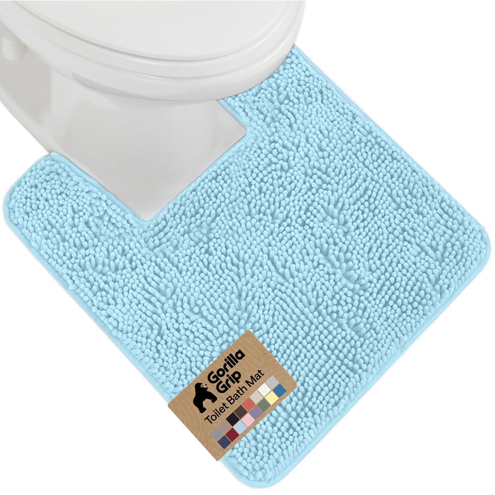 GORILLA GRIP Bath Rug Mat for Bathroom, Absorbent Chenille, 24x17 Gray