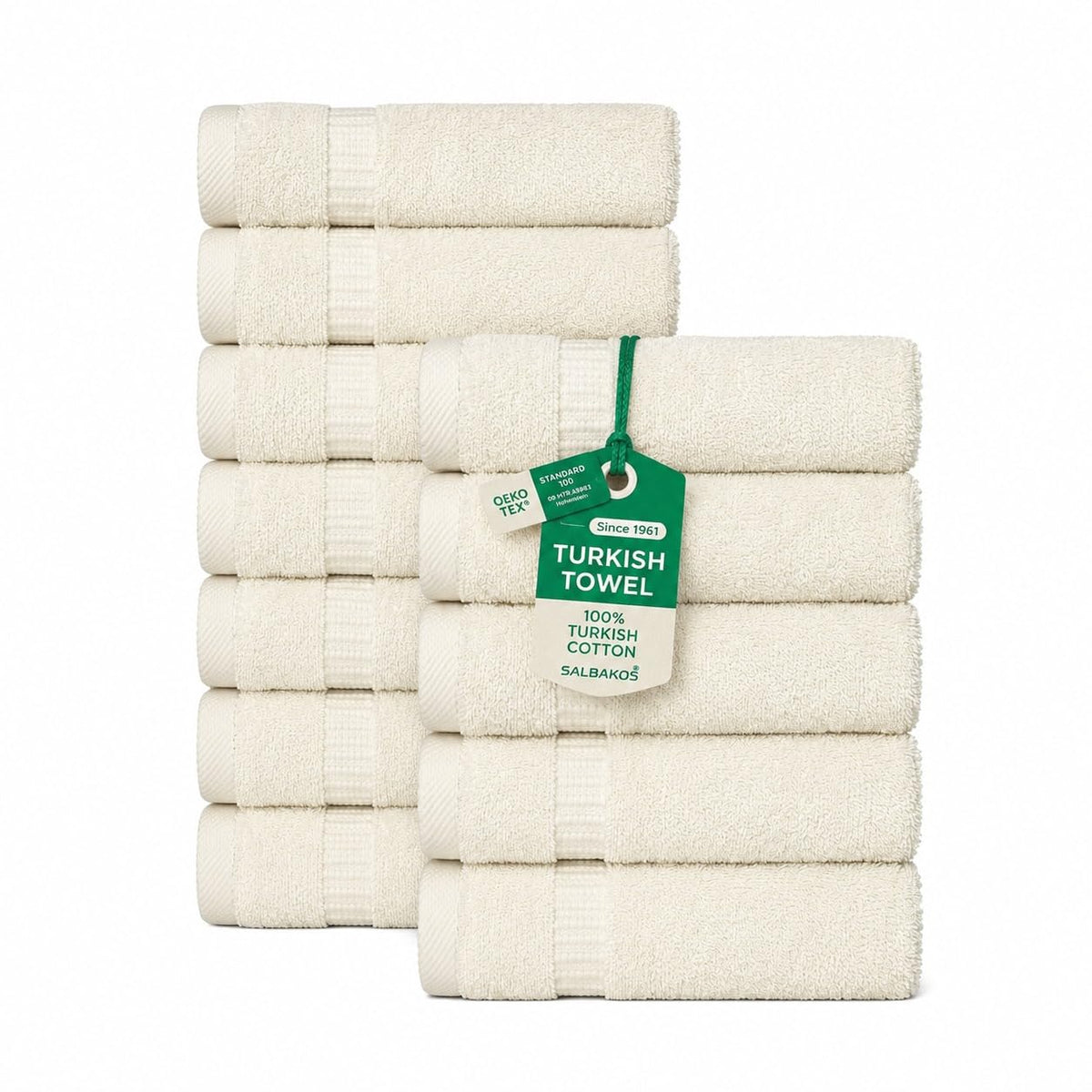 SALBAKOS 4-Piece 100% Turkish Cotton Bath Towels, 27x54 inch, White