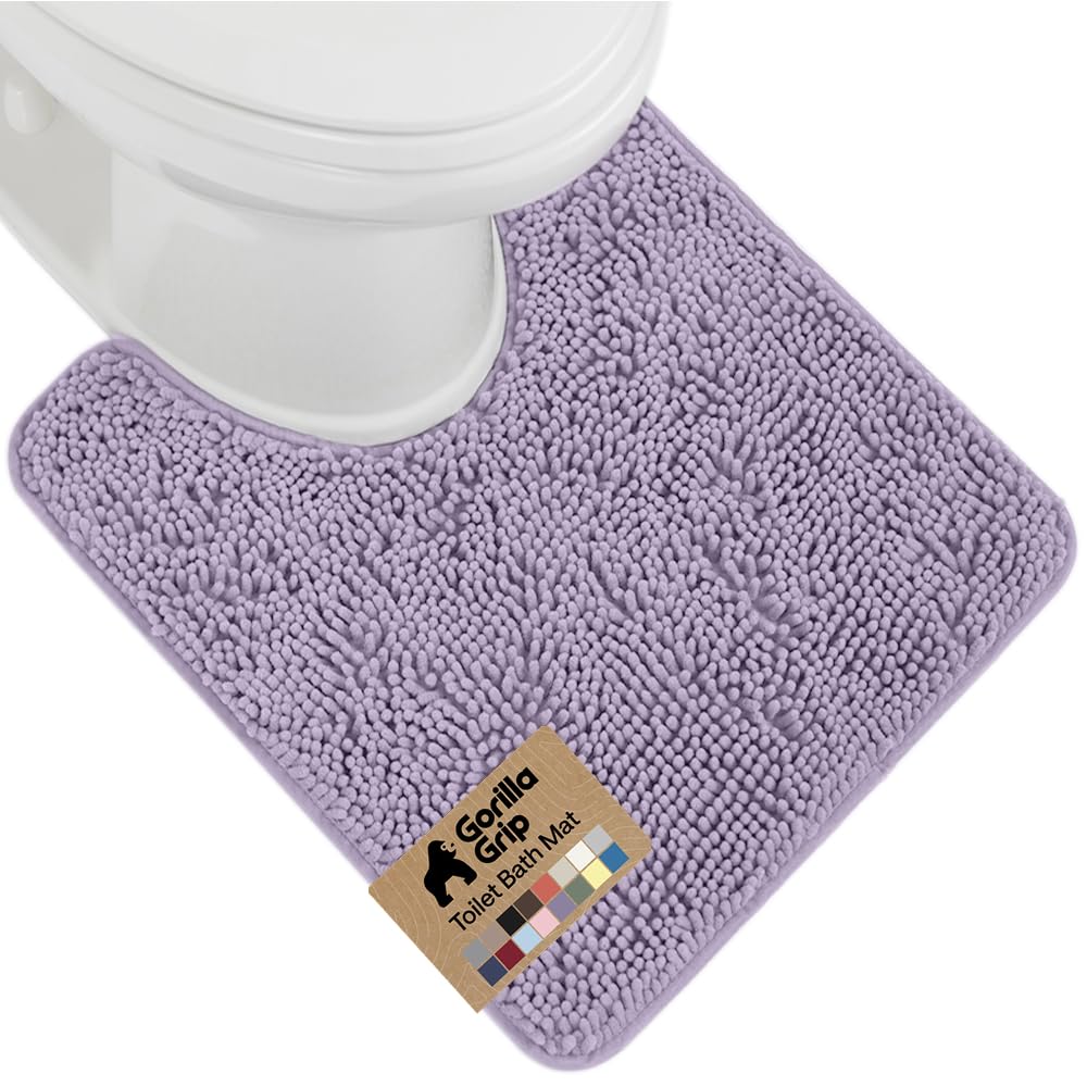 GORILLA GRIP Bath Rug Mat for Bathroom, Absorbent Chenille, 24x17 Gray