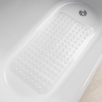 AmazerBath Bath Tub Mat, Medium Size 27.6 x 15 Inches Non-Slip Shower Mats with Suction Cups and Drain Holes, Bathroom Bathtub Mats Machine Washable (Clear)