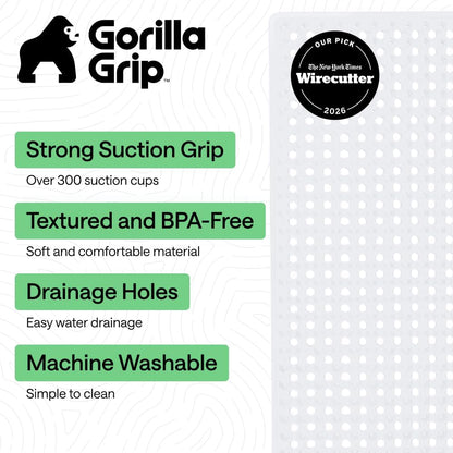GORILLA GRIP Bath Tub Shower Mat, Bathtub Floor Liner, 35x16 White