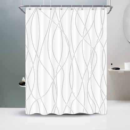 Striped Shower Curtain for Bathroom, Grey White, 72" W x 72" L