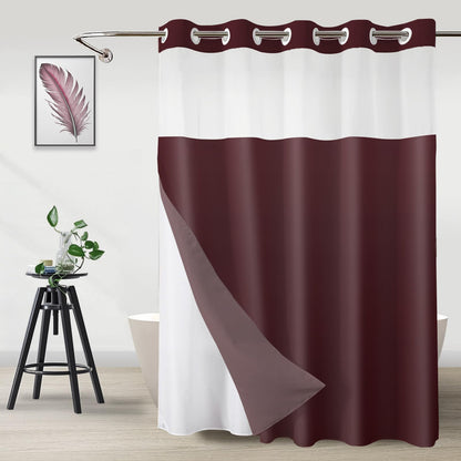 No Hook Shower Curtain and Liner Set, Ombre Black and White, 71x74