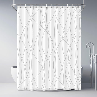 Striped Shower Curtain for Bathroom, Grey White, 72" W x 72" L
