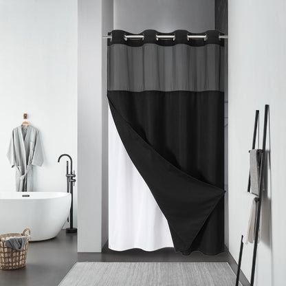 No Hook Extra Long Waffle Shower Curtain with Snap-in Liner,71x98,SageGreen