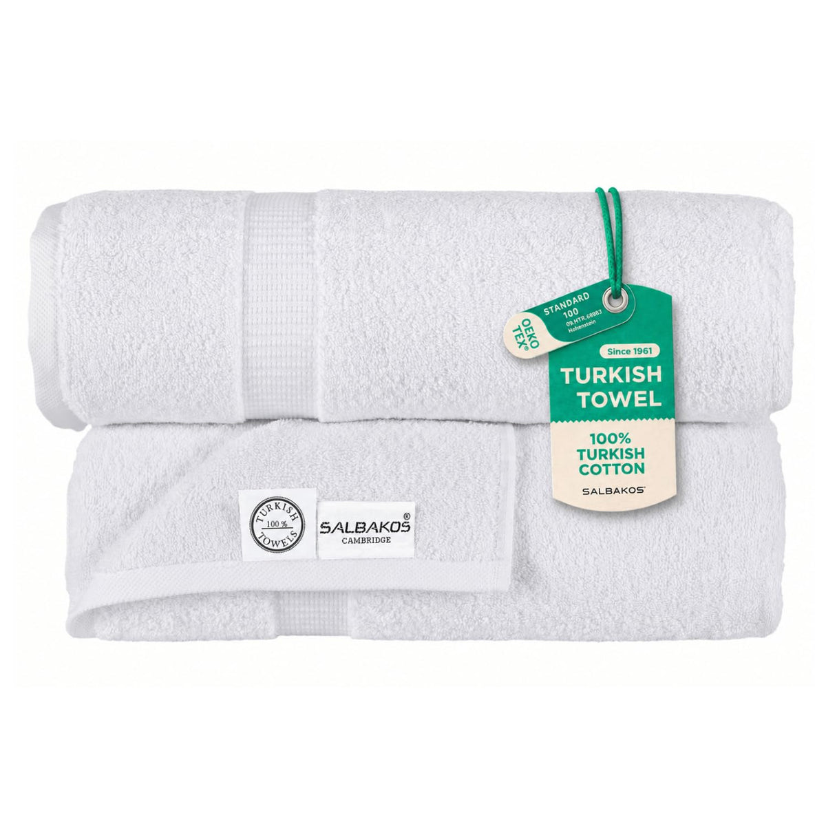 SALBAKOS 4-Piece 100% Turkish Cotton Bath Towels, 27x54 inch, White
