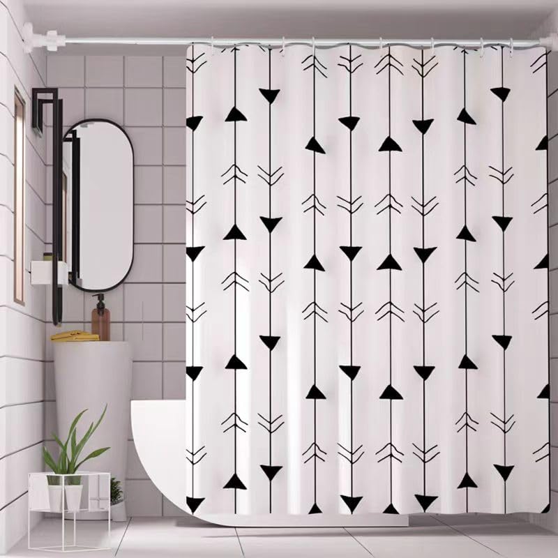 TIKABC Black Shower Curtain Liner, 4G PEVA Shower Liner, Plastic Waterproof Shower Curtains, 72x72 inch with Grommet Holes 3 Magnetic Weights(Black)