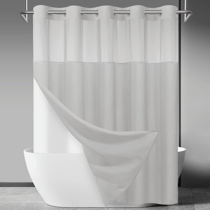 SORTTO Ringless Slub Shower Curtain with Snap in Liner, 71x74, Black