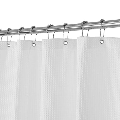 Barossa Design Waffle Weave Extra Long Shower Curtain White 84 Inch Length