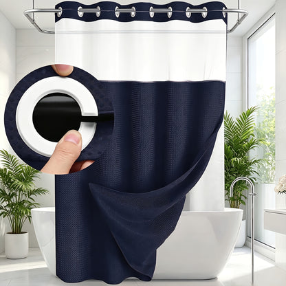 Double Layer Bath Curtain with Large Hole Dots, Polyester
