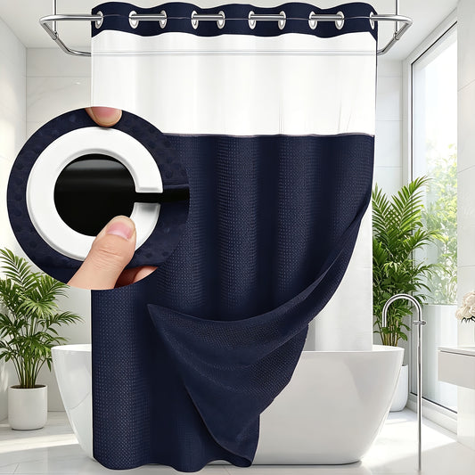 Double Layer Bath Curtain with Large Hole Dots, Polyester