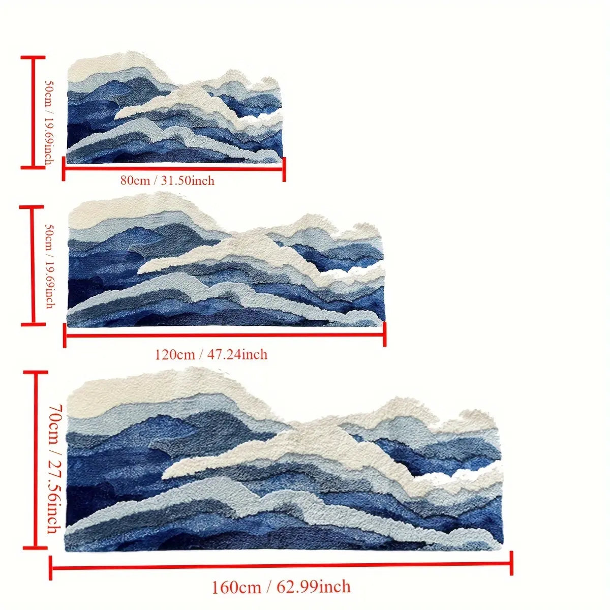 LAKEA Blue Sea Pattern Tufted Rug, Funny Japanese Style Textured Super Soft Flocking Mat, Anti-Slip Entrance Indoor Area Rug, Machine Washable Home Decor Floor Pad, Entrance Rug
