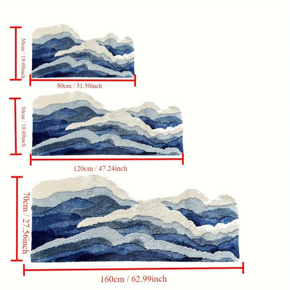 LAKEA Blue Sea Pattern Tufted Rug, Funny Japanese Style Textured Super Soft Flocking Mat, Anti-Slip Entrance Indoor Area Rug, Machine Washable Home Decor Floor Pad, Entrance Rug