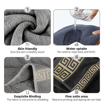 8pcs Bath Towel Set, Golden Thread Pattern, 100% Pure Cotton Bath Towels, Durable And Wear-resistant, High-quality Bath Towel Set, Understated Luxury, Valentine's Day Gift.