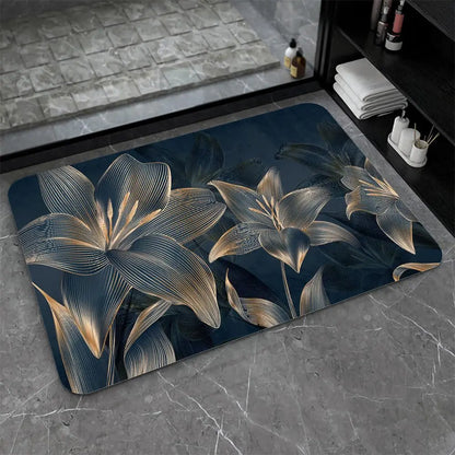 Diatomaceous Earth Bath Mat,Black Funny Skull Non-Slip Volume Super Absorbent Fast Drying for Bathroom Kitchen Door mat,Eco-Friendly Easy to Clean 16×24Inch (40 * 60cm)
