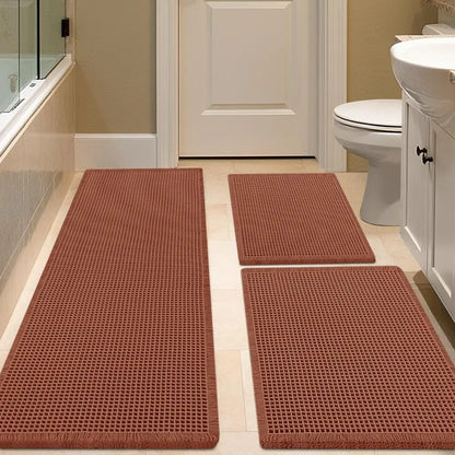 IM HOME Waffle Bath Mat 2 Piece/3 Piece Set, Boho Woven Modern Bath Mat Rugs, Absorbent Bathroom Rugs, Soft Washable Bath Rugs with Tassels for Bathroom, Bedroom, Kitchen, Shower, Tub,Halloween