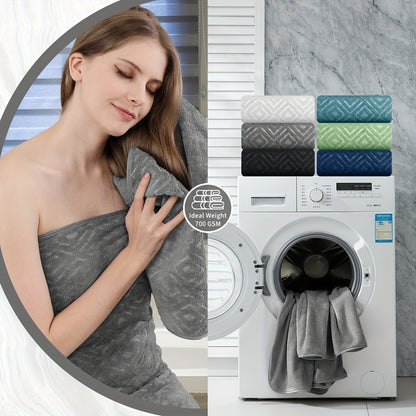 8pcs Extra Large Bath Towel, Ultra-Soft Thick Bath Towel Highly Absorbent Quick Dry Towel 700GSM Includes 2 Oversized Bath Towels & 2 Hand Towels & 4 Towels for Bathroom Hotels Gym, Wash Cloths
