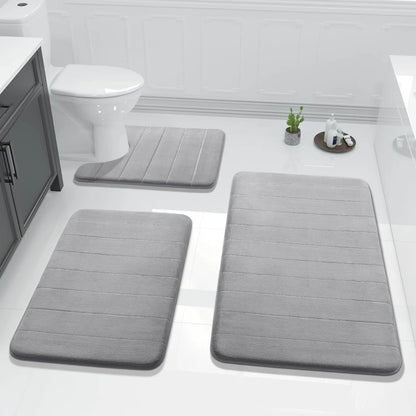 Bathroom Anti-Slip Combo: U-Shaped Toilet Seat Cover + Shower Floor Mat + Bathtub Safety Mat, Full Set Included  80*50+61*43cm/50*80+50*61+43*61cm